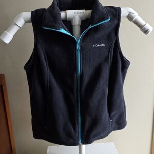 Columbia Black Fleece Vest with Blue Accents